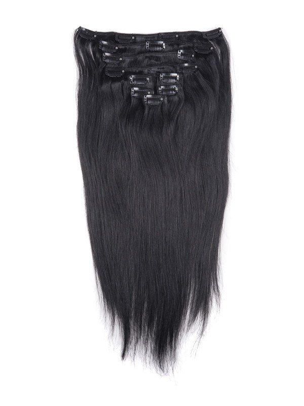 Jet Black(#1) Straight Ultimate Clip In Remy Hair Extensions 9 Stück 1