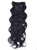 Jet Black(#1) Body Wave Deluxe Clip I Human Hair Extensions 7 stk 0 small
