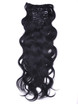 Jet Black(#1) Body Wave Deluxe Clip en extensiones de cabello humano 7 piezas 0 small