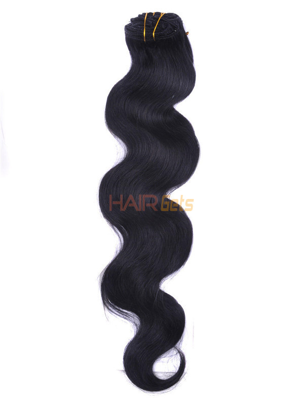Jet Black(#1) Body Wave Deluxe Clip In Human Hair Extensions 7 Pieces 1