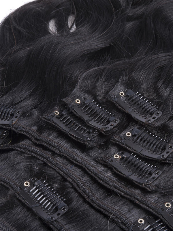 Jet Black(#1) Body Wave Ultimate Clip In Remy Hair Extensions 9 Pieces 1