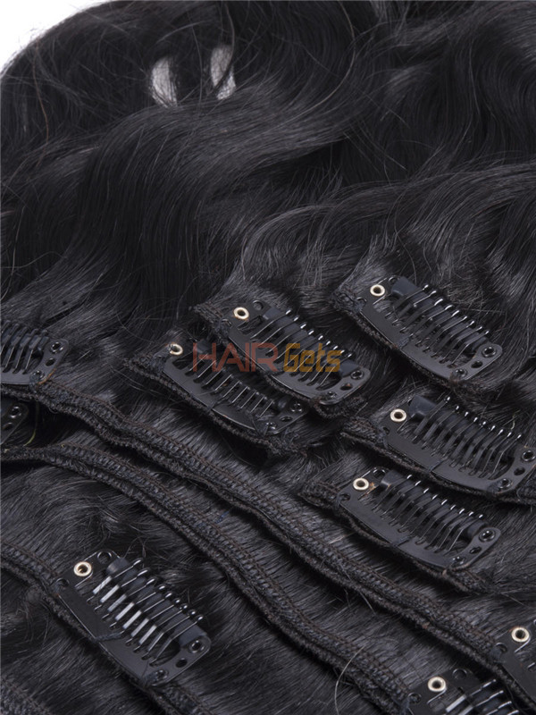 Jet Black(#1) Body Wave Ultimate Clip In Remy Hair Extensions 9 stk. 1