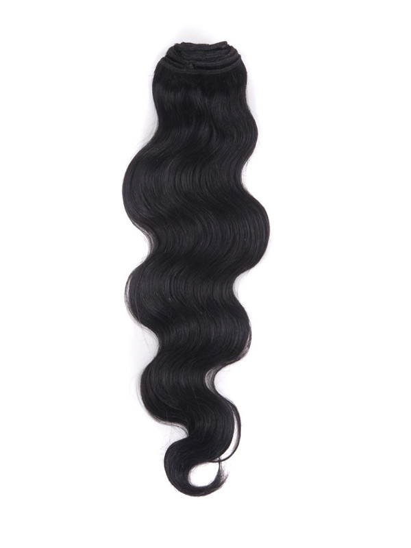 Gitzwart (#1) Body Wave Ultimate Clip In Remy Hair Extensions 9 stuks 2