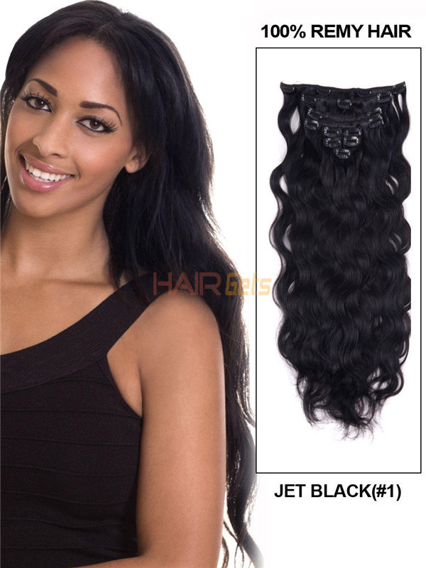 Jet Black(#1) Body Wave Ultimate Clip In Remy Hair Extensions 9 stk. 3