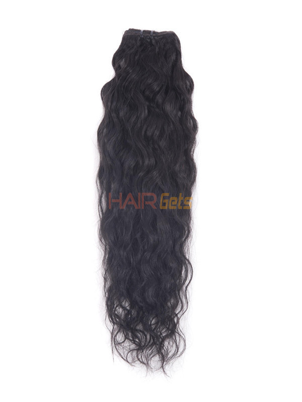Jet Black(#1) Deluxe Kinky Curl Clip In Human Hair Extensions 7 Pieces 1