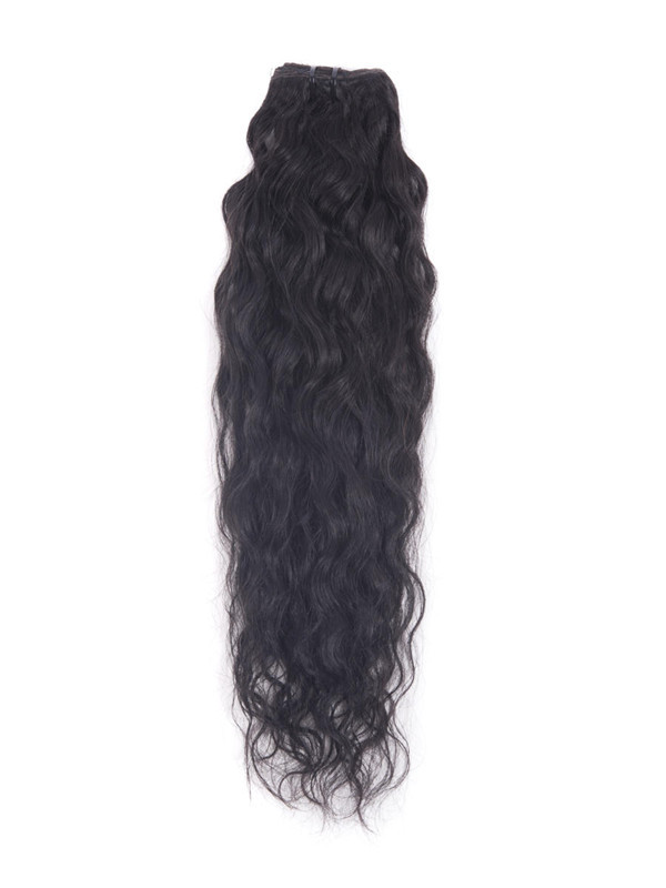 Jet Black(#1) Deluxe Kinky Curl Clip In Human Hair Extensions 7 Pieces cih008 1