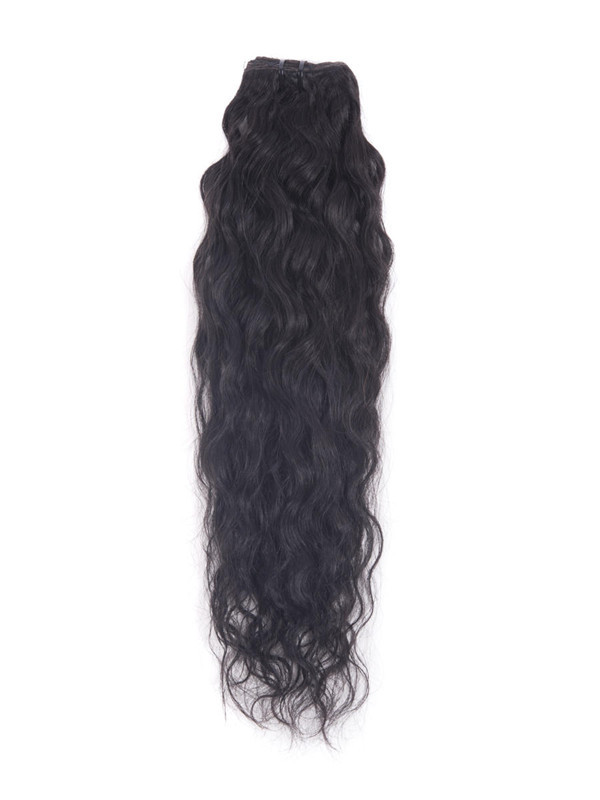 Jet Black(#1) Deluxe Kinky Curl Clip dans les extensions de cheveux humains 7 pièces 1