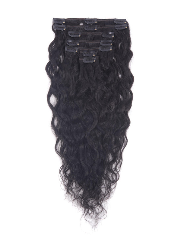 Jet Black(#1) Premium Kinky Curl Clip In Hair Extensions 7 Pieces 0