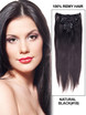 Natural Black(#1B) Ultimate Clip recto sedoso en extensiones de cabello Remy 9 piezas 0 small