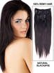 Natural Black(#1B) Ultimate Clip recto sedoso en extensiones de cabello Remy 9 piezas 1 small