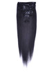 Negro natural (# 1B) Clip recto sedoso premium en extensiones de cabello 7 piezas 0 small