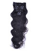 Natural Black(#1B) Premium Body Wave Clip In Hair Extensions 7 Pieces 1 small