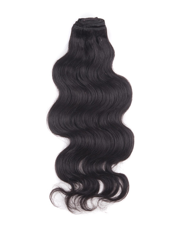 Natursvart(#1B) Deluxe Body Wave Clip I Human Hair Extensions 7 stykker 0