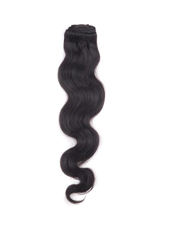 Natursvart(#1B) Deluxe Body Wave Clip I Human Hair Extensions 7 stykker 1