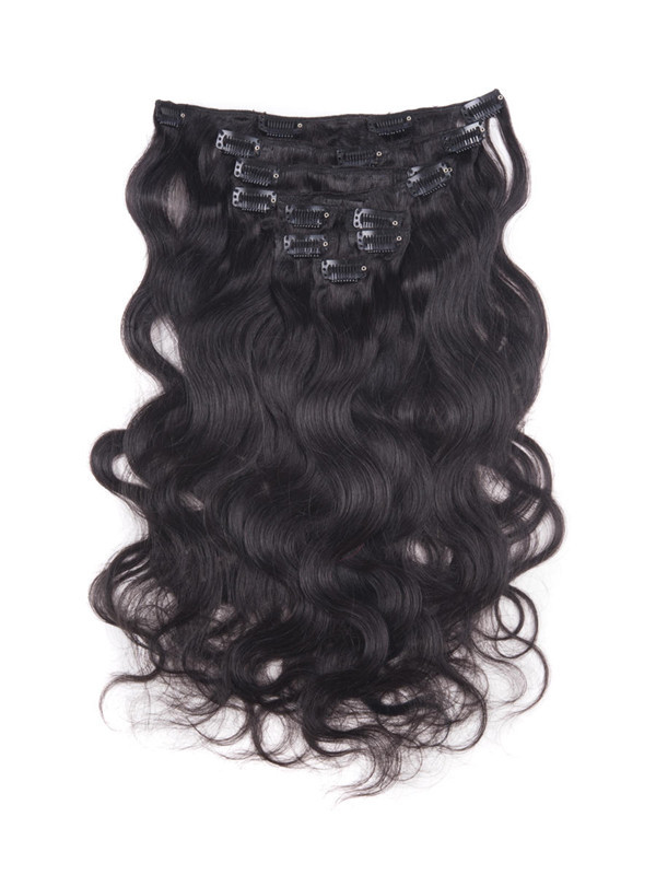 Noir naturel (# 1B) Ultimate Body Wave Clip dans les extensions de cheveux Remy 9 pièces 0