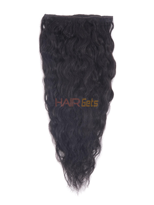 Naturlig sort(#1B) Premium Kinky Curl Clip In Hair Extensions 7 stk 2