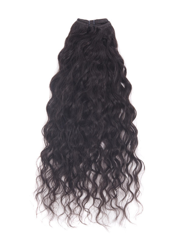 Natural Black(#1B) Deluxe Kinky Curl Clip In Human Hair Extensions 7 Pieces 1