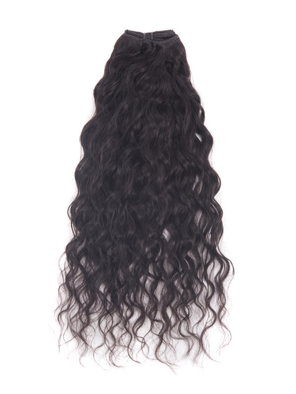 Naturlig svart(#1B) Deluxe Kinky Curl Clip i menneskehårforlengelser 7 deler 1