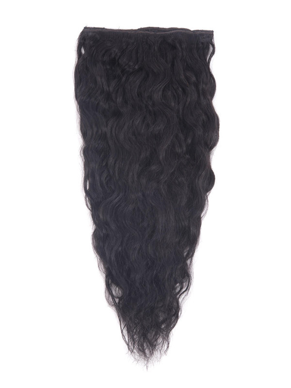 Natural Black (#1B) Deluxe Kinky Curl Clip In Extensions van echt haar 7 stuks 2