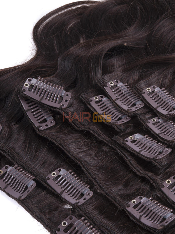 Dark Brown(#2) Deluxe Body Wave Clip In Human Hair Extensions 7 Pieces 0