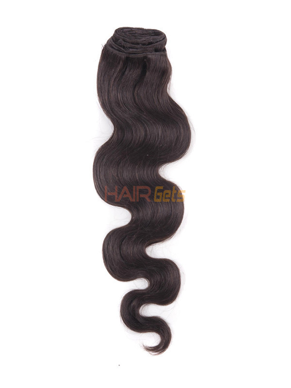 Dark Brown(#2) Deluxe Body Wave Clip In Human Hair Extensions 7 Pieces 1