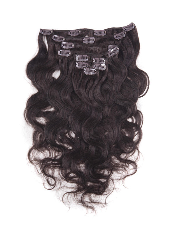 Mörkbrun(#2) Ultimate Body Wave Clip i Remy Hair Extensions 9 delar 0