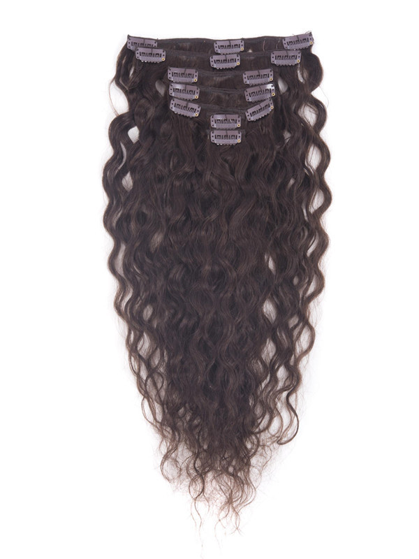 Темно-коричневый (# 2) Deluxe Kinky Curl Clip в наращивании человеческих волос, 7 шт.-np 0
