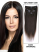 Mørkebrun(#2) Deluxe Silkeaktig Straight Clip In Human Hair Extensions 7 stykker 0 small