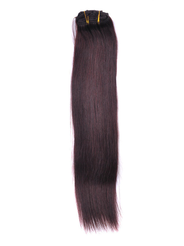 Dunkelbraun (#2) Deluxe Silky Straight Clip In Echthaarverlängerungen 7 Stück 2