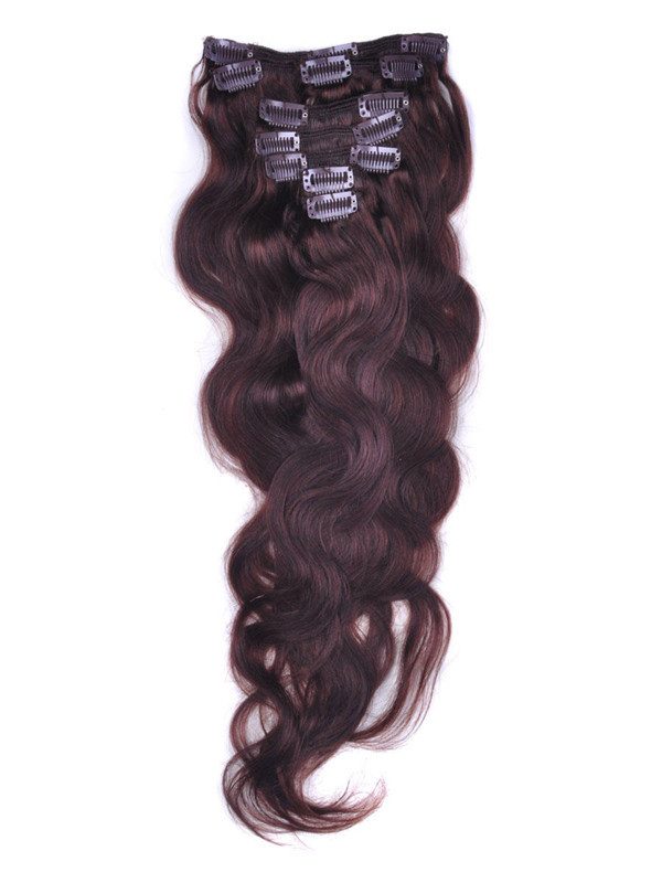 Medium Brown(#4) Premium Body Wave Clip i hårförlängningar 7 delar 0