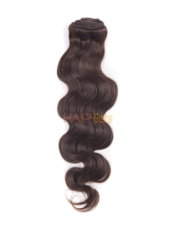 Medium Brown(#4) Deluxe Body Wave Clip In Human Hair Extensions 7 Pieces 0