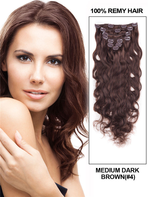 Mittelbraun (#4) Ultimate Body Wave Clip In Remy Hair Extensions 9 Stück 0