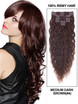 Brun moyen (#4) Deluxe Kinky Curl Clip dans les extensions de cheveux humains 7 pièces 0 small