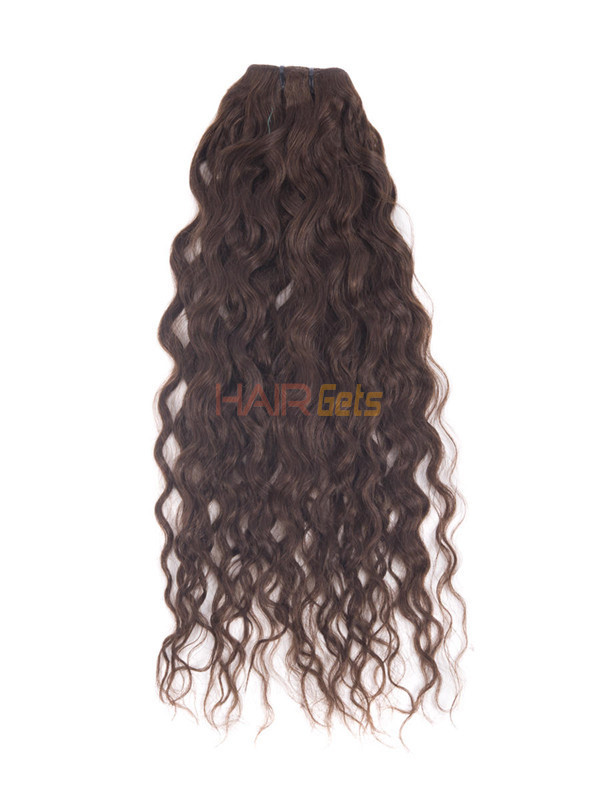 Marrón medio (# 4) Deluxe Kinky Curl Clip en extensiones de cabello humano 7 piezas 3