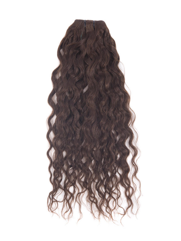 Medium Brown(#4) Deluxe Kinky Curl Clip In Human Hair Extensions 7 Pieces cih032 3