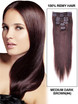 Medium Brown(#4) Premium Straight Clip In Hair Extensions 7 Pieces 0 small