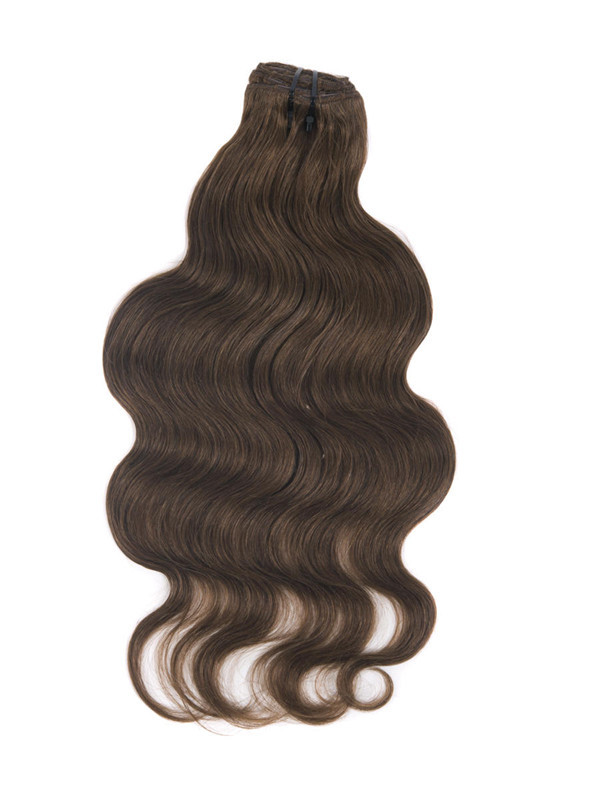 Marrón castaño medio (n.º 6) Extensiones de cabello con clip de ondas corporales premium 7 piezas 3