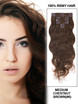 Medium Chestnut Brown(#6) Deluxe Body Wave Clip In Human Hair Extensions 7 Pieces cih038 0 small