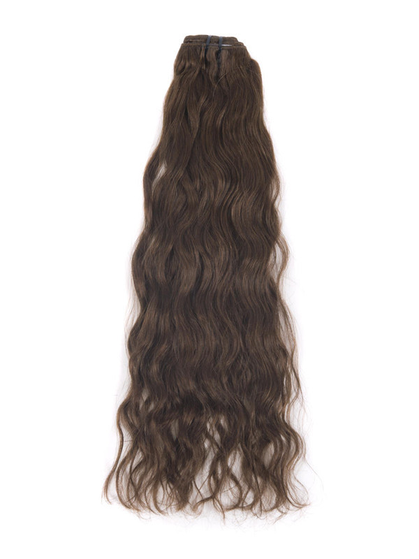 Medium Chestnut Brown(#6) Premium Kinky Curl Clip i hårförlängningar 7 delar 1