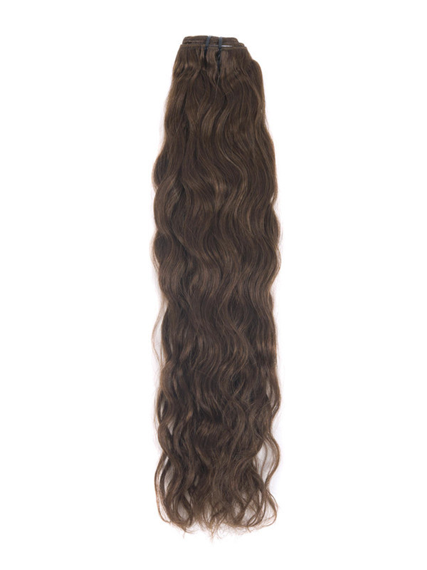 Medium Chestnut Brown(#6) Premium Kinky Curl Clip i hårförlängningar 7 delar 2