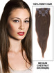 Medium Chestnut Brown(#6) Premium Straight Clip In Hair Extensions 7 Pieces 1 small