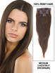 Medium Chestnut Brown(#6) Premium Straight Clip In Hair Extensions 7 Pieces 2 small