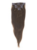 Medium Chestnut Brown(#6) Deluxe Straight Clip In Human Hair Extensions 7 stykker 4 small