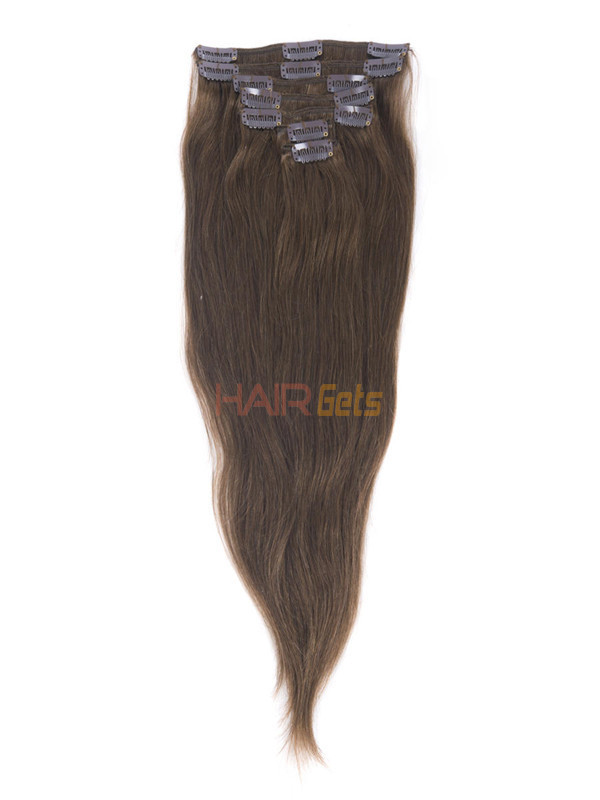 Medium Chestnut Brown(#6) Ultimate Straight Clip In Remy Hair Extensions 9 Pieces-np 2