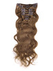 Light Chestnut(#8) Premium Body Wave Clip i hårförlängningar 7 delar 0 small