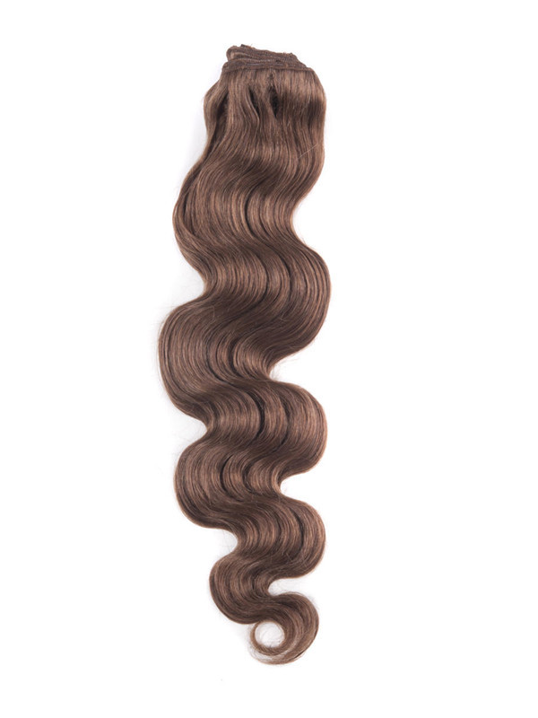 Light Chestnut (#8) Deluxe Body Wave Clip In Echthaarverlängerungen 7 Stück-np 1