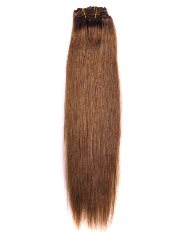 Light Chestnut(#8) Premium Straight Clip In Hair Extensions 7 Pieces 2