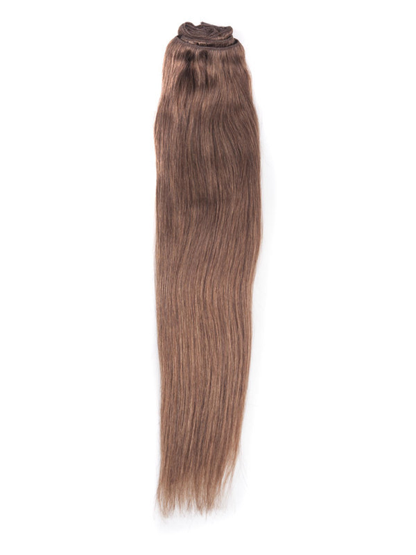 Light Chestnut(#8) Ultimate Straight Clip em Extensões de Cabelo Remy 9 Peças 2