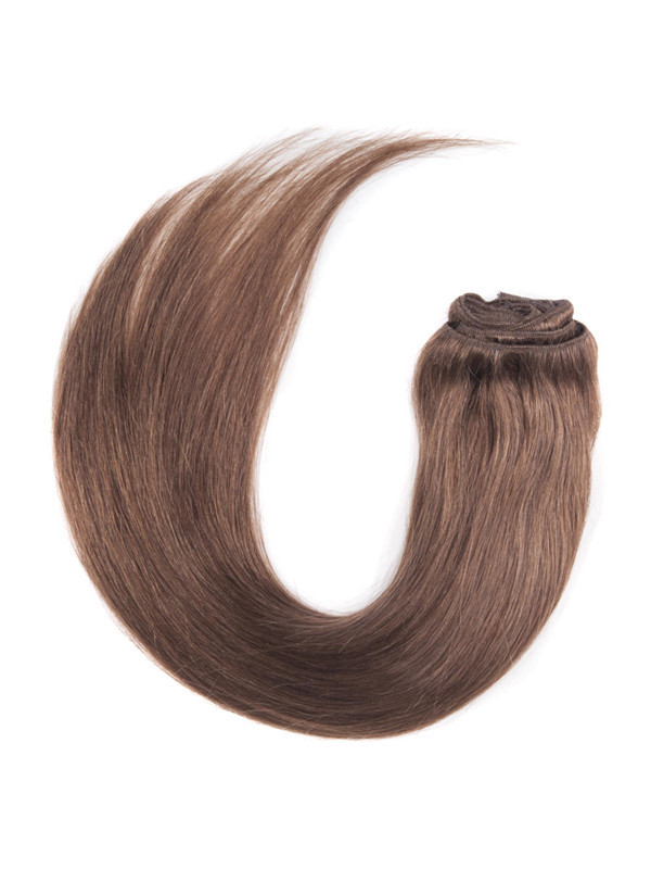 Light Chestnut(#8) Ultimate Straight Clip em Extensões de Cabelo Remy 9 Peças 3