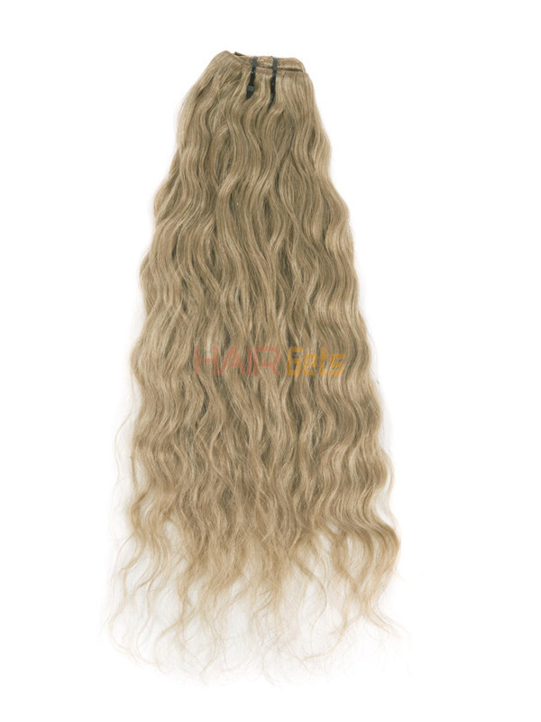 Light Golden Brown(#12) Deluxe Kinky Curl Clip In Human Hair Extensions 7 Pieces 2